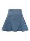 Givenchy Faded Denim Mini Skirt With Voluminous Ruffles In Blue