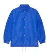 Givenchy Waterproof Nylon Jacket Featuring Pointed Collar In Blue