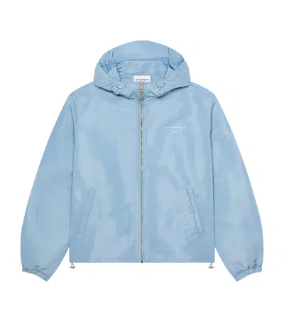 Givenchy Faille Hooded Windbreaker In Blue