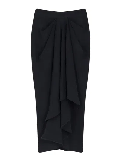 Givenchy Midi Skirt With Drapes In Black