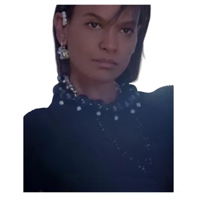 Pre-owned Givenchy Fall 2022 Black Large Bead Necklace / Swarovski Crystal 4g Futuristic