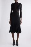 Givenchy Bracelet-sleeve Lace Inset Midi Dress In Black