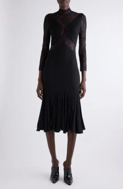 GIVENCHY GIVENCHY FAN SEAM CHANDELIER LACE & JERSEY DRESS