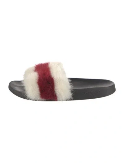 Pre-owned Givenchy Faux Fur Striped Slippers In Red
