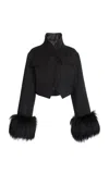 Givenchy Blouson Slim En Laine Et Fourrure In Grey