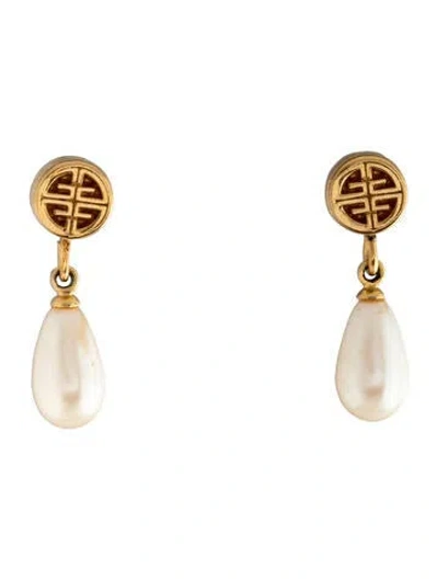 Pre-owned Givenchy Faux Pearl 4g Drop Earrings In Multi