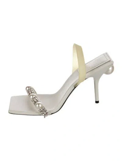 Pre-owned Givenchy Faux Pearl Accents Leather Slingback Sandals In Neutral