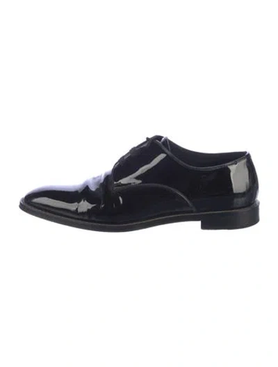 Pre-owned Givenchy Faux Pearl Accents Patent Leather Oxfords In Blue