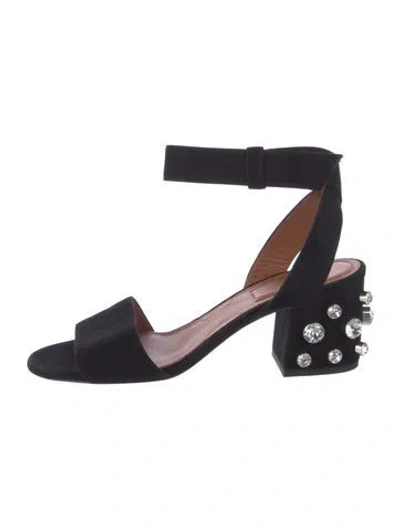 Pre-owned Givenchy Faux Pearl Accents Suede Sandals In Black