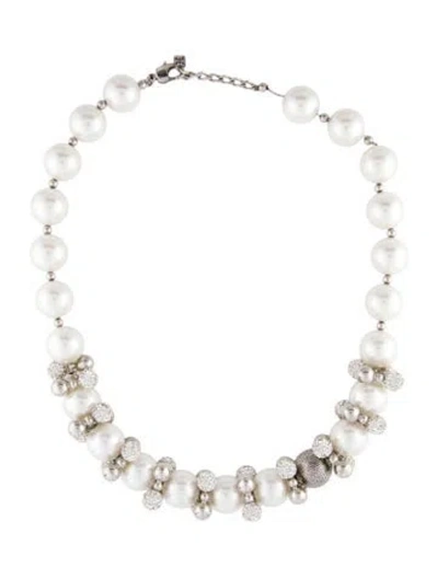 Pre-owned Givenchy Faux Pearl & Crystal Collar Necklace, 20.75" In Multi