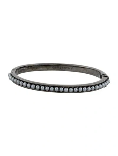 Pre-owned Givenchy Faux Pearl Bangle Bracelet, 6.75" In Gray