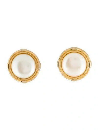 Pre-owned Givenchy Faux Pearl Clip On Earrings In Multi