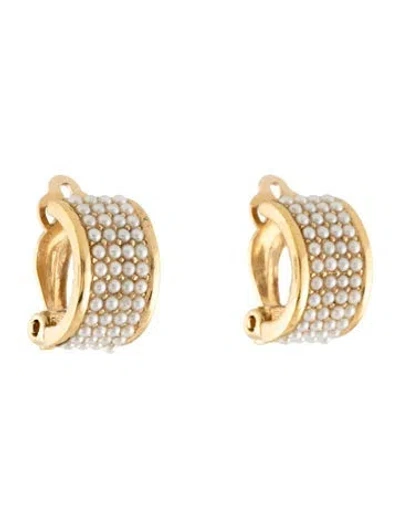 Pre-owned Givenchy Faux Pearl Clip On Earrings In White
