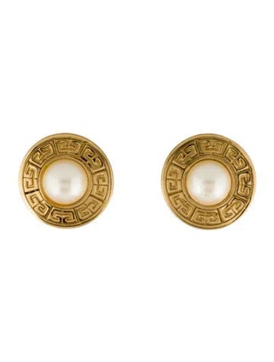 Pre-owned Givenchy Faux Pearl Clip-on Earrings In Multi