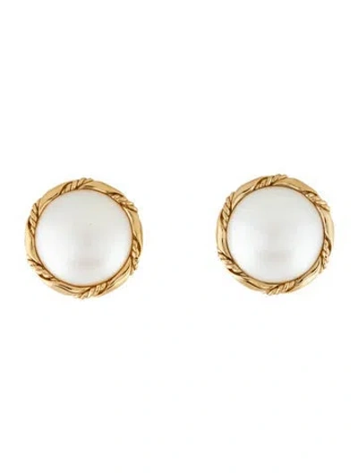 Pre-owned Givenchy Faux Pearl Clip-on Earrings In White