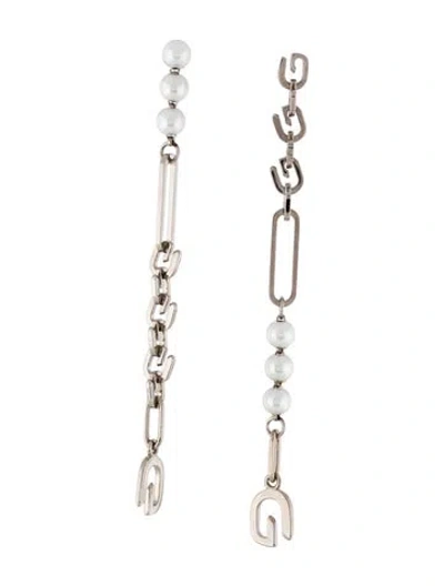 Pre-owned Givenchy Faux Pearl Drop Earrings In White