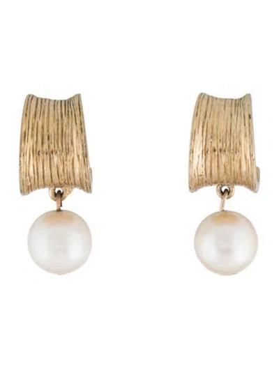 Pre-owned Givenchy Faux Pearl Hoop Earrings In Multicolor