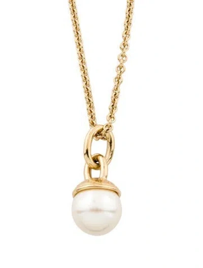 Pre-owned Givenchy Faux Pearl Pendant Necklace, 40.25" In Neutral