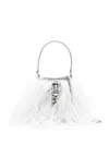 Givenchy Shark Lock Faux Feather Bucket Bag In Silver