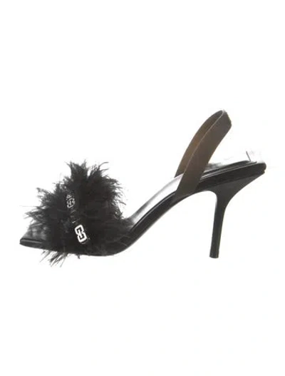 Pre-owned Givenchy Feather Trim Sandals In Black