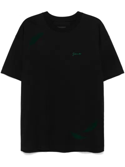 Givenchy Feathers T-shirt In 013-black/green