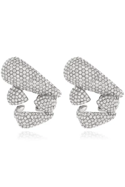 Givenchy Feline Crystal Ear Cuffs In Silver