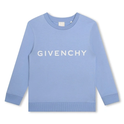 Givenchy Kids' Felpa Con Logo In Blu Cielo
