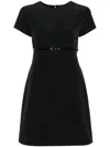 GIVENCHY BLACK COTTON BLEND MINI DRESS WITH FLARED SKIRT AND ADJUSTABLE BELT FOR WOMEN