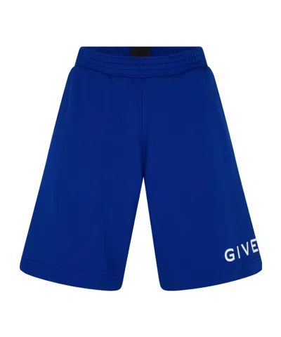 Givenchy Fit Fleece Jogger Shorts In Blue