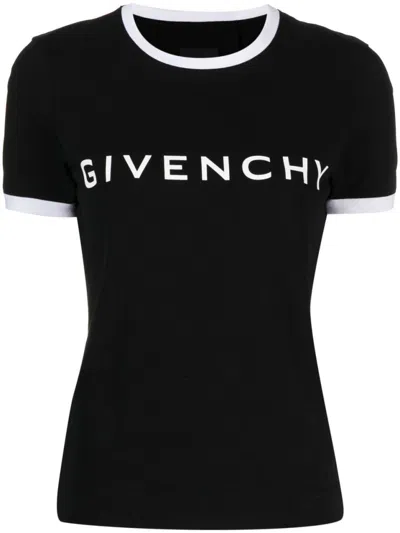 Givenchy Fitted Black Stretch-cotton Jersey T-shirt With Logo Print
