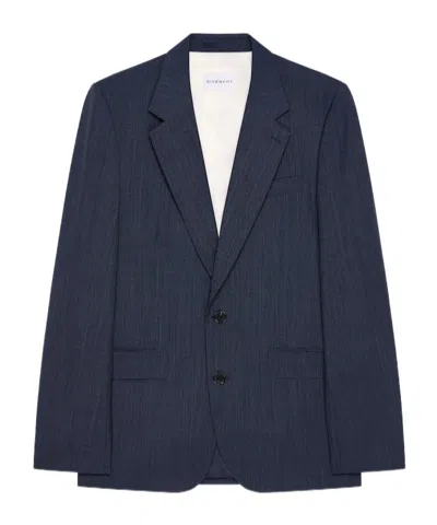 Givenchy Fitted Jacket In Wool In Blue