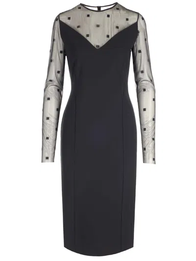 Givenchy Bi-material Dress With 4g Motif In Black