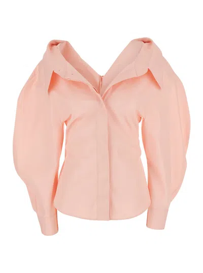 Givenchy Fitted Slashed Pink Shirt With Long Sleeves And Classic Collar For Women