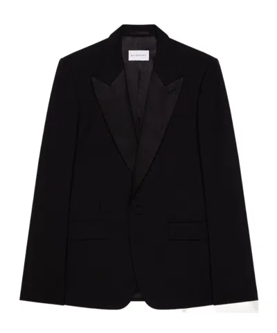GIVENCHY FITTED SUIT-JACKET IN WOOL MOHAIR WITH SATIN COLLAR