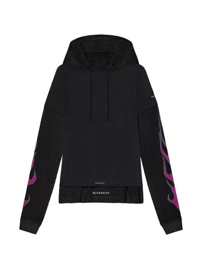 Givenchy Flame Print Hoodie In Black
