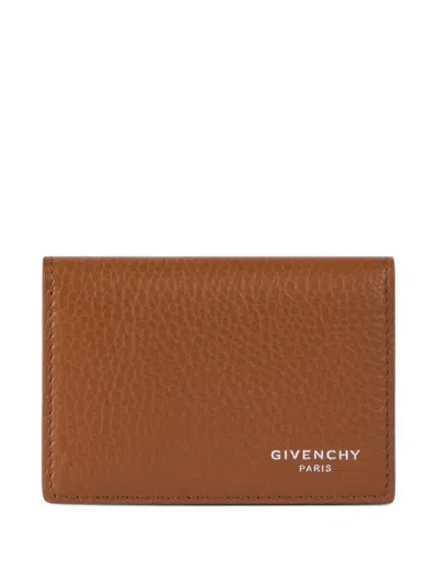 Givenchy Flap Card Holder In Grained Leather In Brown