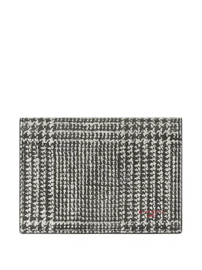 Givenchy Flap Card Holder In Houndstooth Effect Leather In Gray