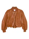 Givenchy Cropped Cocoon Bomber In Nappa Leather In Brown