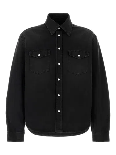 Givenchy Long Sleeve Denim Shirt Button Cuffs In Black