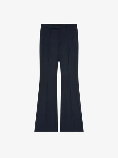 Givenchy Flare Tailored Pants In Wool With Satin Bands In Navy