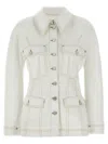 Givenchy Flared Cotton Denim Jacket With Contrasting Stitching In White