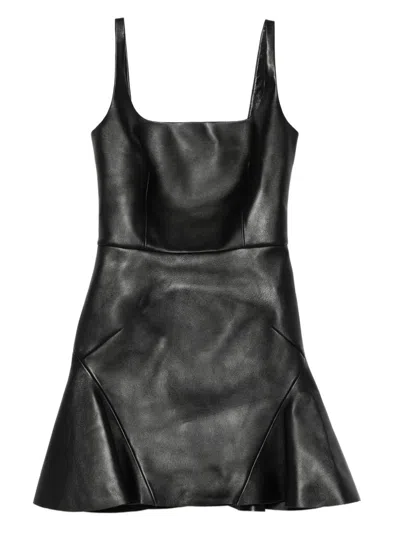 GIVENCHY FLARED LEATHER DRESS - WOMEN'S - VISCOSE/LAMB SKIN