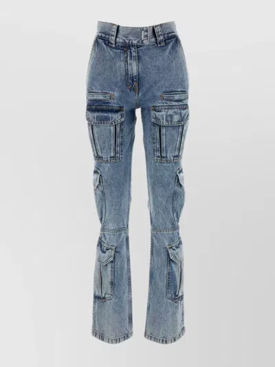 Givenchy Flared Leg Cargo Denim Trousers In Blue