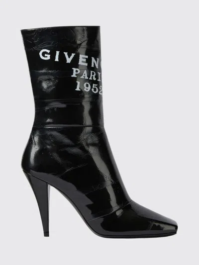 Givenchy Sliced Square Patent Leather Ankle Boots In Black