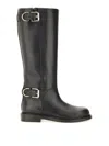 Givenchy Voyou Leather Buckle Tall Moto Boots In Black