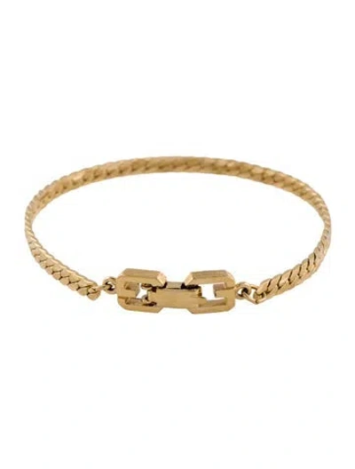 Pre-owned Givenchy Flat Chain Logo Bracelet In Gold