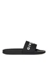 Givenchy Black Flat Slides With Logo In Polyurethane Man In Black