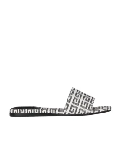 Givenchy Flat Sandals In 4g Jacquard In Gray
