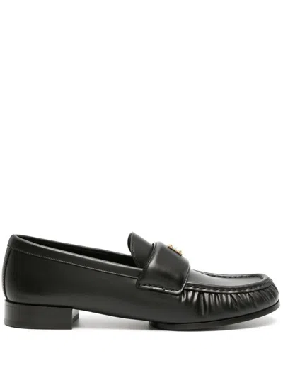 Givenchy Lambskin Leather Logo Loafers In Black