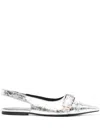 Givenchy Voyou Pointed Toe Slingback Flat In Silver